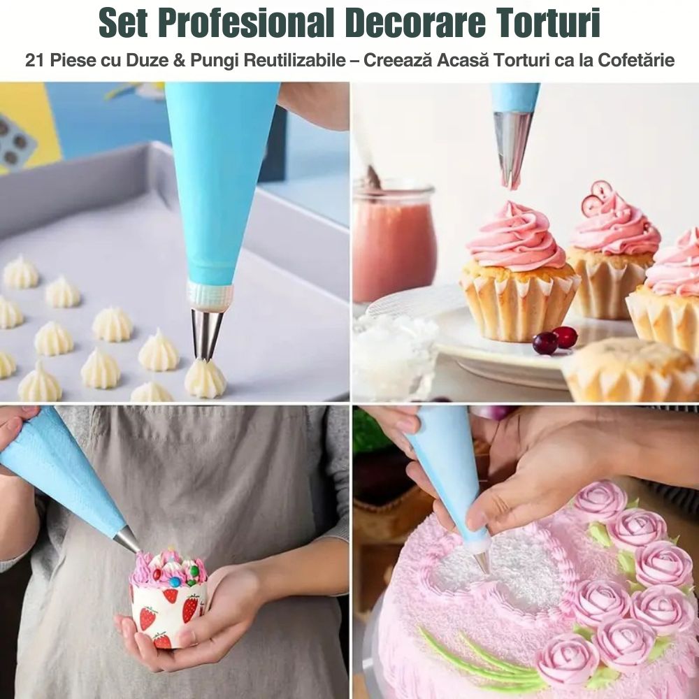 Set Profesional Decorare Torturi – 21 Piese