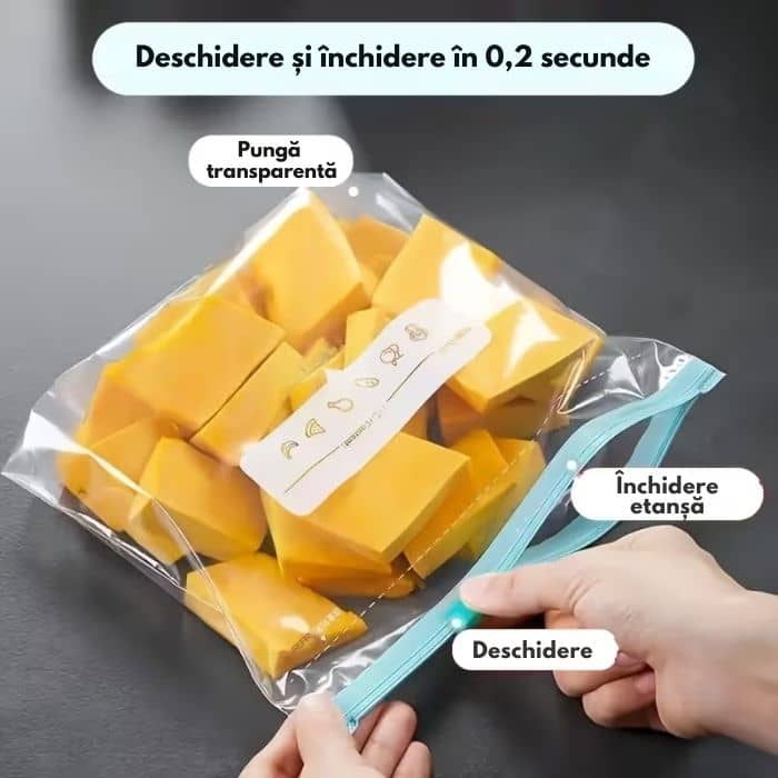 Set 90 Pungi alimentare cu inchidere etans