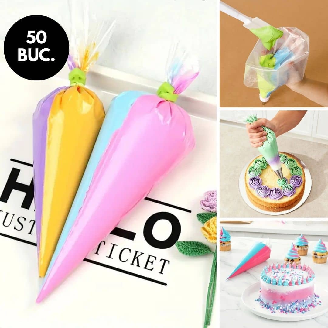 Set 50 Pungi de Cremă pentru Patiserie 16×27 cm
