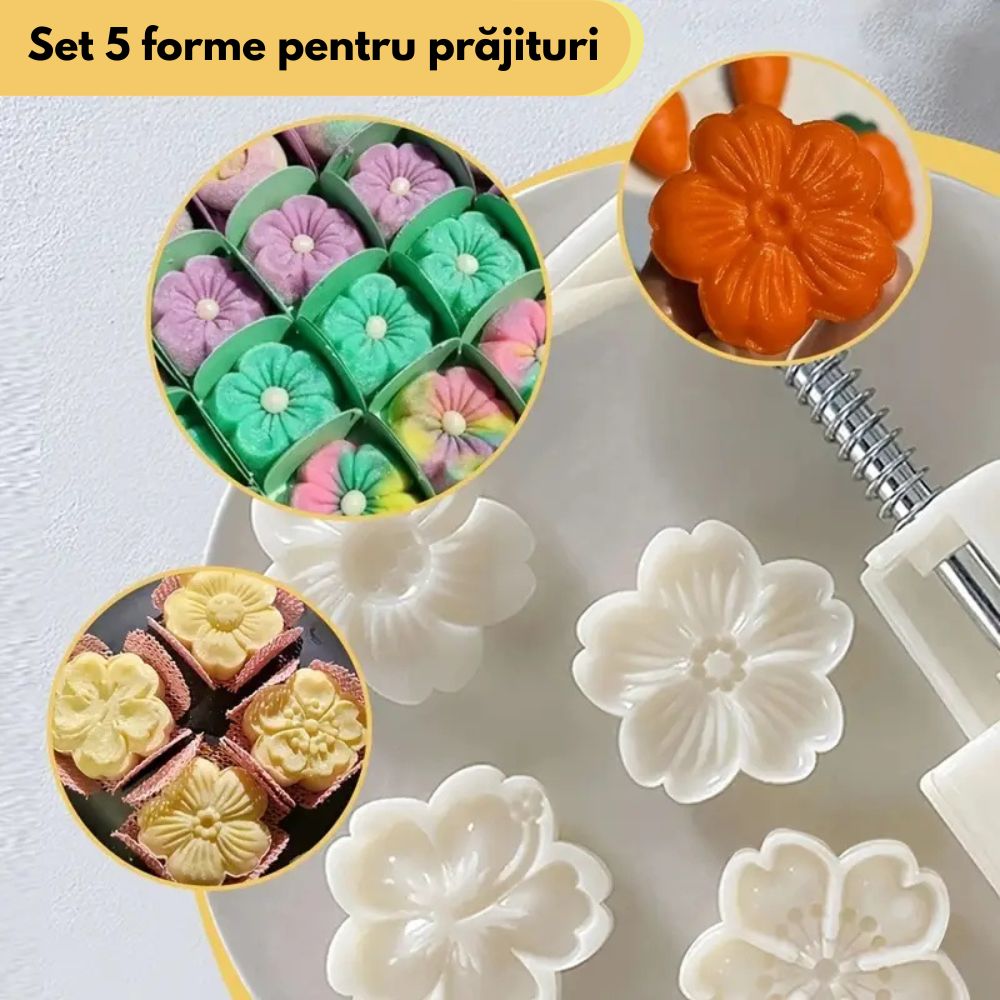 Set de 5 forme pentru prăjituri cu flori