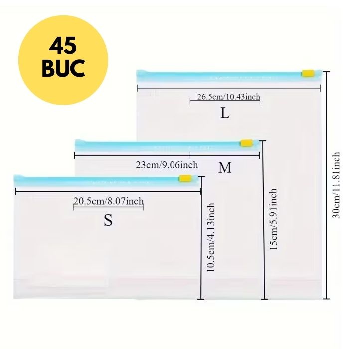 Set 45 Pungi alimentare cu inchidere etans