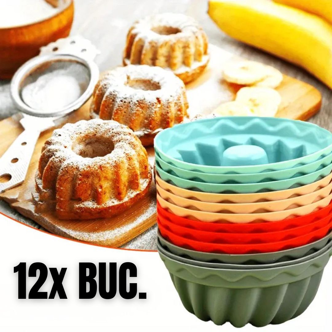 Set 12 forme din silicon pentru prajituri