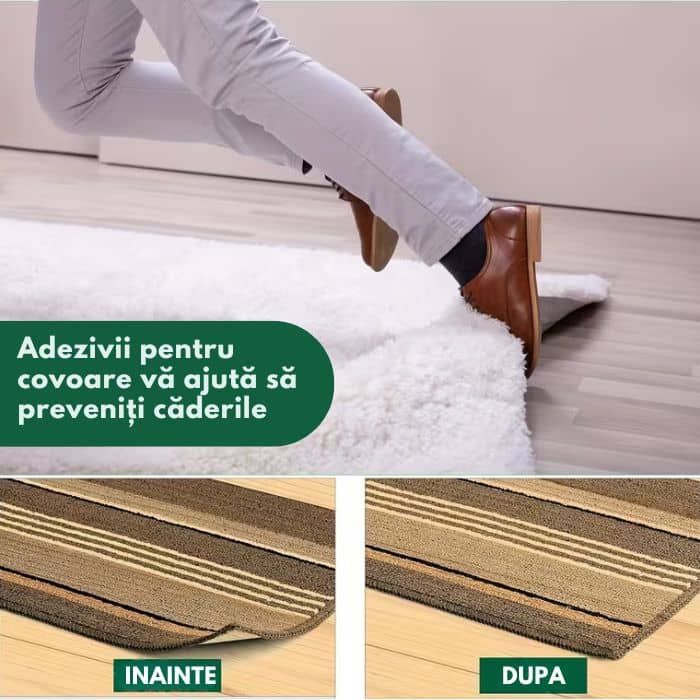 GripCorner - Set 8 Autocolante Anti-Alunecare pentru Colțurile Covoarelor