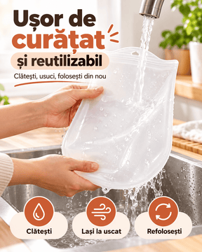 Sac din Silicon pentru Frământat Aluat — Fără Murdărie, Fără Efort